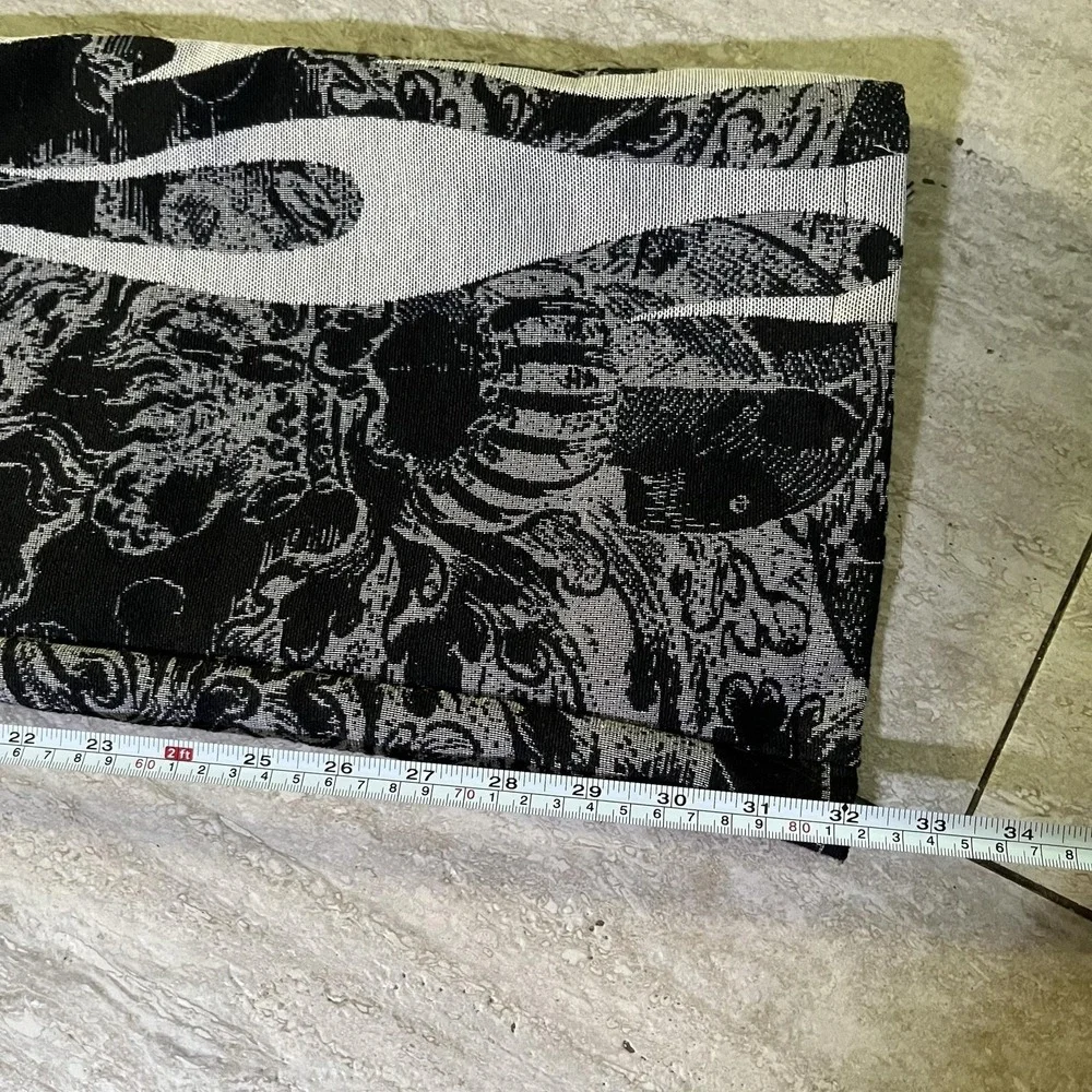 Rebel Vengeance Pants Mens 34x34 Black Flame Tapestry Cargo Gothic Stacked Fit